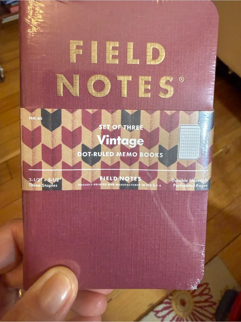 Field Notes 3 small Notebooks - Burgundy and gold